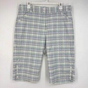 Nike Golf Womens 14 Capri Pants Skimmer Shorts Green Blue Beige Plaid Fit Dry